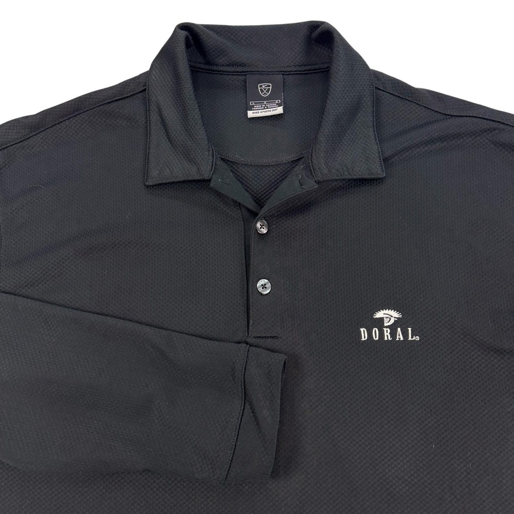 Nike Sphere Dry Golf Polo Shirt Mens Large Doral Miami Resort Black Performance